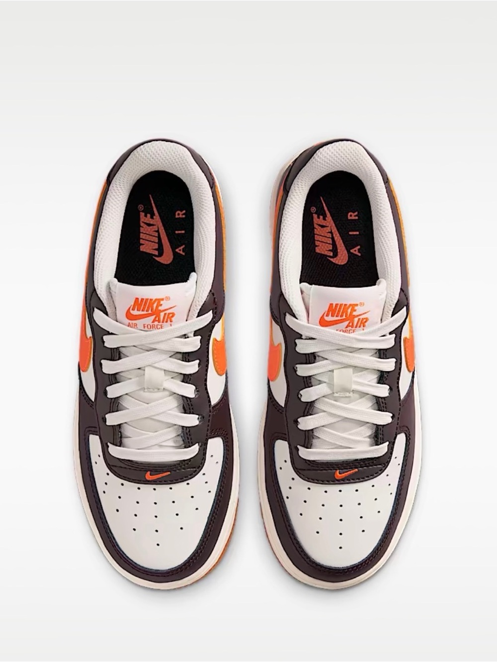 Nike Youth Air Force 1 GS Sneakers in White, Orange,